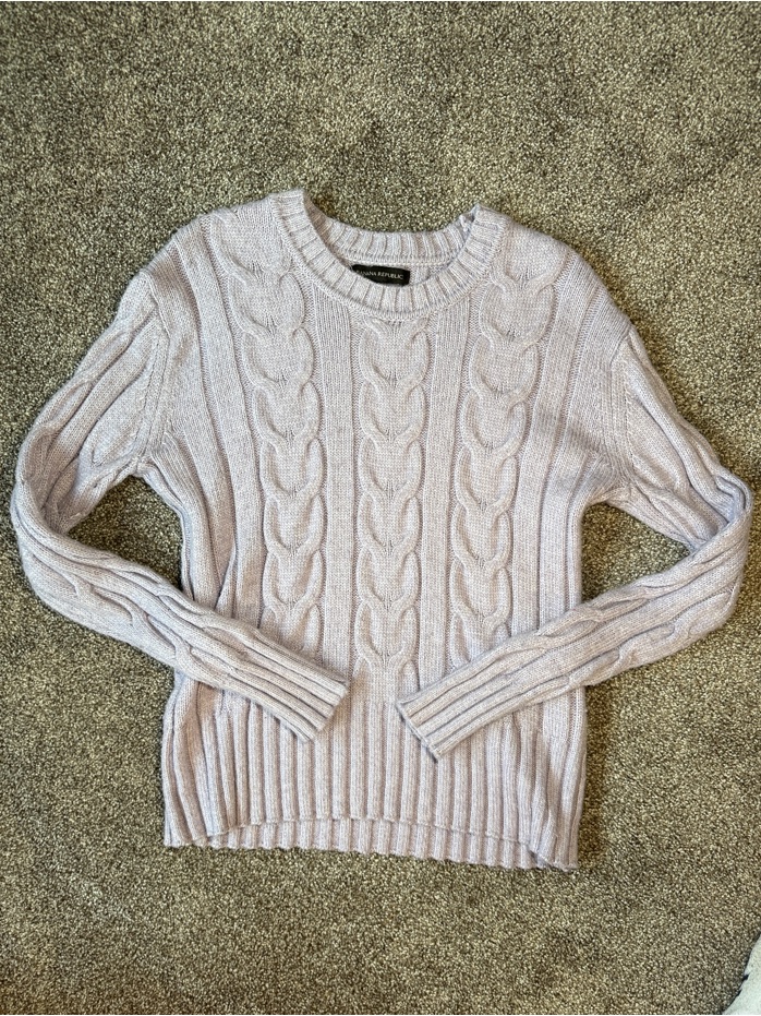Women’s Xs Banana Republic Cable Crewneck Sweater - Lavender